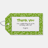 60th誕生日番号パターングリーン/ホワイト ギフトタグ (裏面横)