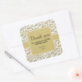 60th誕生日番号パターン金ゴールド/白 スクエアシール (封筒)