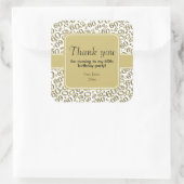 60th誕生日番号パターン金ゴールド/白 スクエアシール (バッグ)