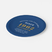 60th誕生日1962シックエレガント金ゴールドブルー ペーパープレート (アングル)