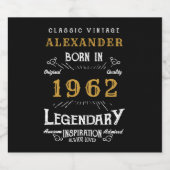 60th誕生日1962名前の追加ヴィンテージ黒金ゴールド ビールラベル (シングルラベル)