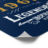 60th誕生日1962名前の追加Regendal Blue金ゴールド ポスター (角)