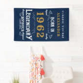 60th誕生日1962名前を追加Blue金ゴールド伝説 横断幕 (インサイチュ)