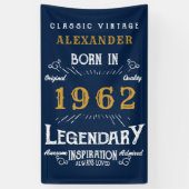 60th誕生日1962名前を追加Blue金ゴールド伝説 横断幕 (縦)