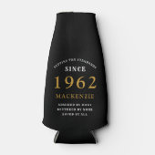 60th誕生日1962名前エレガント金ゴールドホワイトブラック ボトルクーラー (正面)