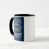 60th誕生日1962名前ヴィンテージ青金ゴールドの追加 マグカップ (正面左)