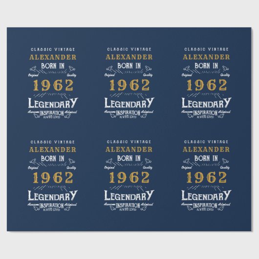 60th誕生日1962青金ゴールド追加の名前伝説 ラッピングペーパー (フラット)