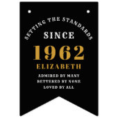 60th誕生日1962黒金ゴールド名シック バンティングフラッグ (第1の旗)