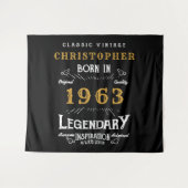 60th誕生日1963名前の追加レジェンダリーブラック金ゴールド タペストリー (正面(横))