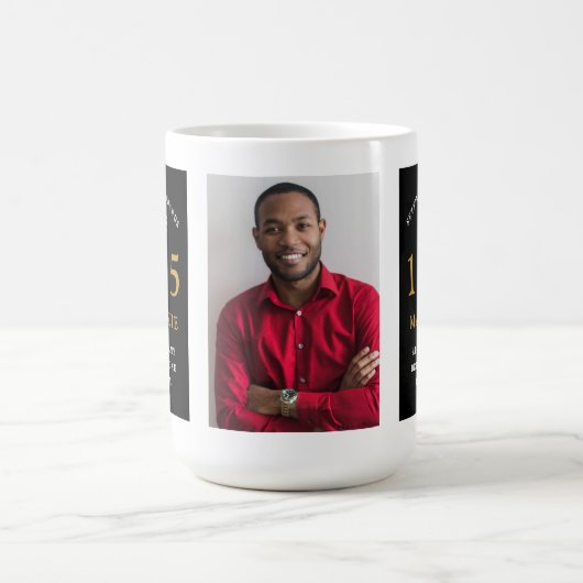 60th誕生日1965黒金ゴールド追加Name Photo Large コーヒーマグカップ (中央)