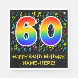 60th誕生日-カラフル Music Symbols, Rainbow 60 スタンダードランチョンナプキン