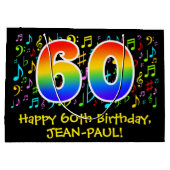 60th誕生日-カラフル Music Symbols, Rainbow 60 ラージペーパーバッグ (裏面)