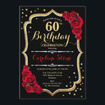 60th誕生日-金ゴールドブラックレッドローゼス 招待状<br><div class="desc">60回目の誕生祝い。黒エレガントデザインとフェイクグリッター金ゴールドと赤いバラ。エレガントな誕生日パーティーに最適。どんなカスタマイズ年齢にも入る事ができる。</div>