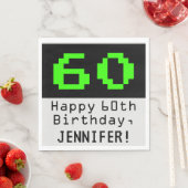 60th誕生日- Nerdy / オタク系のスタイル「60」と名前 スタンダードランチョンナプキン (インサイチュ)