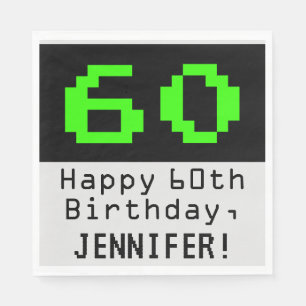 60th誕生日- Nerdy / オタク系のスタイル「60」と名前 スタンダードランチョンナプキン