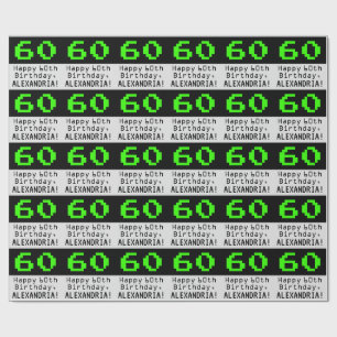 60th誕生日- Nerdy / オタク系のスタイル「60」と名前 ラッピングペーパー