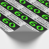 60th誕生日- Nerdy / オタク系のスタイル「60」と名前 ラッピングペーパー (角)