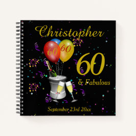 60th誕生祝いブラックパーティー ノートブック