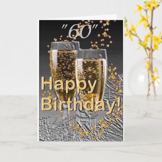 ***「60th」誕生日おめでとう！ カード (黄色い花)