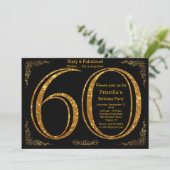 60th,誕生日パーティー, 60,ギャツビー,ブラック&金ゴールド 招待状 (スタンド正面)