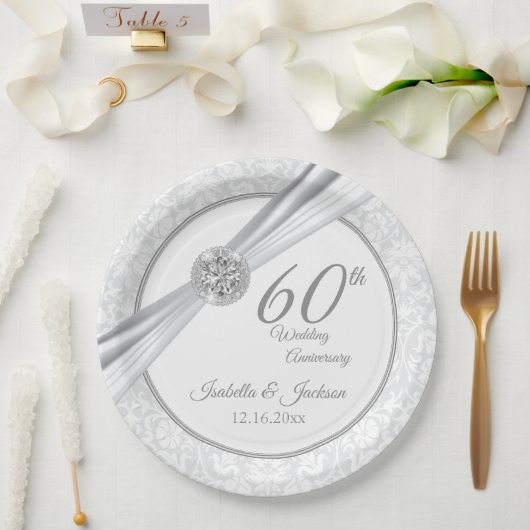 60th/75thダイヤモンド記念日 ペーパープレート (ウェディング)