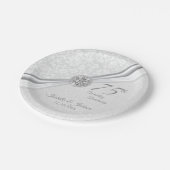 60th/75th Diamond Anniversary on Whiteグリッター ペーパープレート (アングル)