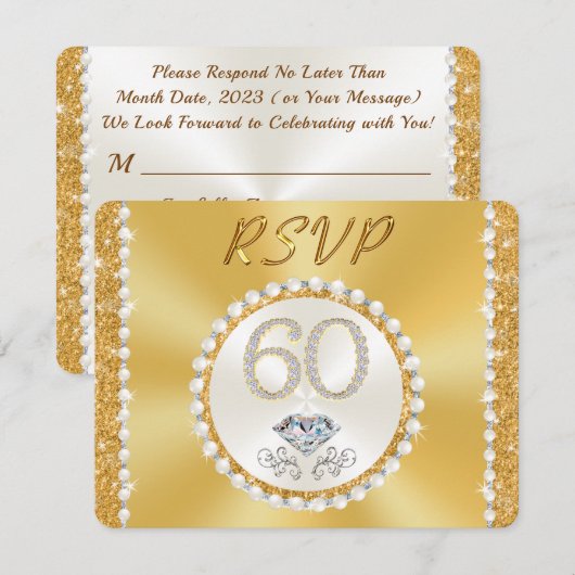 60th+Anniversary+Invitations,+RSVP+with+Menu+or 招待状 (正面/裏面)