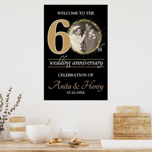 60th Anniversary Welcomeの看板または任意の0周年 ポスター (キッチン)