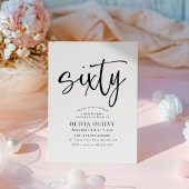 60th B&W誕生日パーティスクモダンリプトタイポグラフィ 招待状