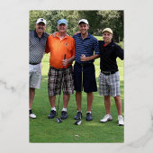 60th Birthdayパーティーのゴルフビール緑の金ゴールド写真 箔招待状 (裏面)