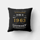 60th Birthday 1963 Add Name Black Gold Legend クッション (裏面)