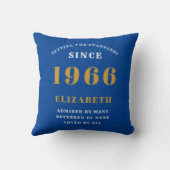 60th Birthday 1966 Add Name Blue Gold Personalized クッション (裏面)
