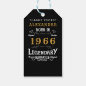 60th Birthday 1966 Add Name Legend Black Gold ギフトタグ (裏面)