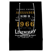 60th Birthday 1966 Add Name Legend Black Gold ミディアムペーパーバッグ (裏面)