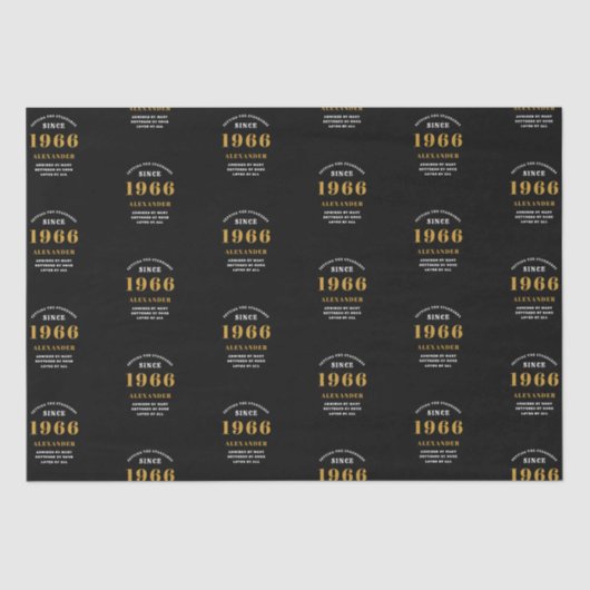 60th Birthday 1966 Black Gold Chic Elegant 薄葉紙 (正面)