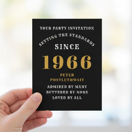 60th Birthday 1966 Black Gold Invitation ポストカード
