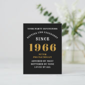 60th Birthday 1966 Black Gold Invitation ポストカード (スタンド正面)