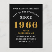 60th Birthday 1966 Black Gold Invitation ポストカード (正面)