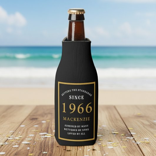 60th Birthday 1966 Name Elegant Chic Black Gold ボトルクーラー