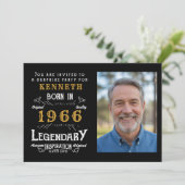 60th Birthday 1966 Vintage Black Gold Personalized 招待状 (スタンド正面)