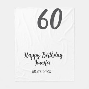 60th birthday add name date year black テンプレートgo フリースブランケット