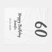 60th birthday add name date year black テンプレートgo フリースブランケット (正面(横))