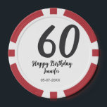 60th birthday add name date year black テンプレートgo ポーカーチップ<br><div class="desc">編集可能デザイン</div>