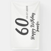 60th birthday add name date year black テンプレートgo 横断幕 (縦)