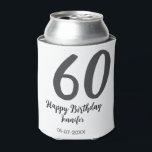 60th birthday add name date year black テンプレートgo 缶クーラー<br><div class="desc">編集可能デザイン</div>