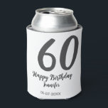 60th birthday add name date year black テンプレートgo 缶クーラー<br><div class="desc">編集可能デザイン</div>