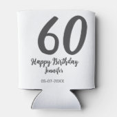 60th birthday add name date year black テンプレートgo 缶クーラー (裏面)