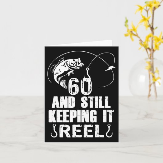60th Birthday And Still Keeping It Reel Fishing  カード (黄色い花)