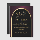 60th birthday black burgundy日付マグネットを保存 (正面/裏面)