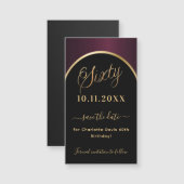 60th birthday black burgundy日付マグネットを保存 (正面/裏面)
